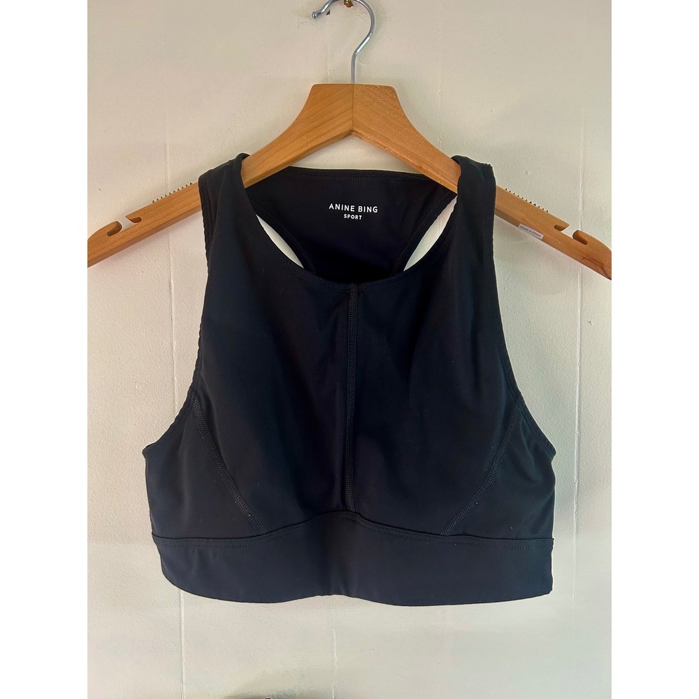 Anine Bing Sport High Neck Racerback Sports Bra in Black sz S
